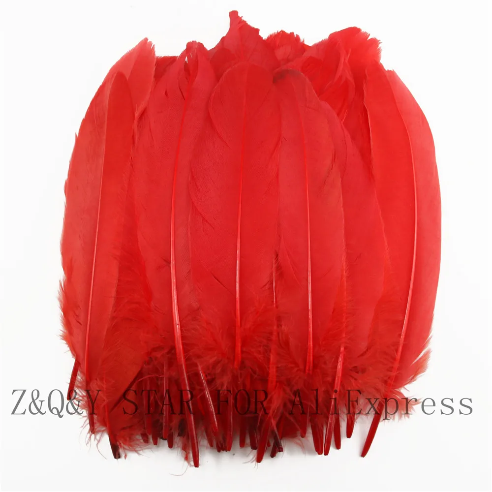 50-200 Natural 15-20CM Goose Feather Dyed Big Red DIY Costume Craft Feather