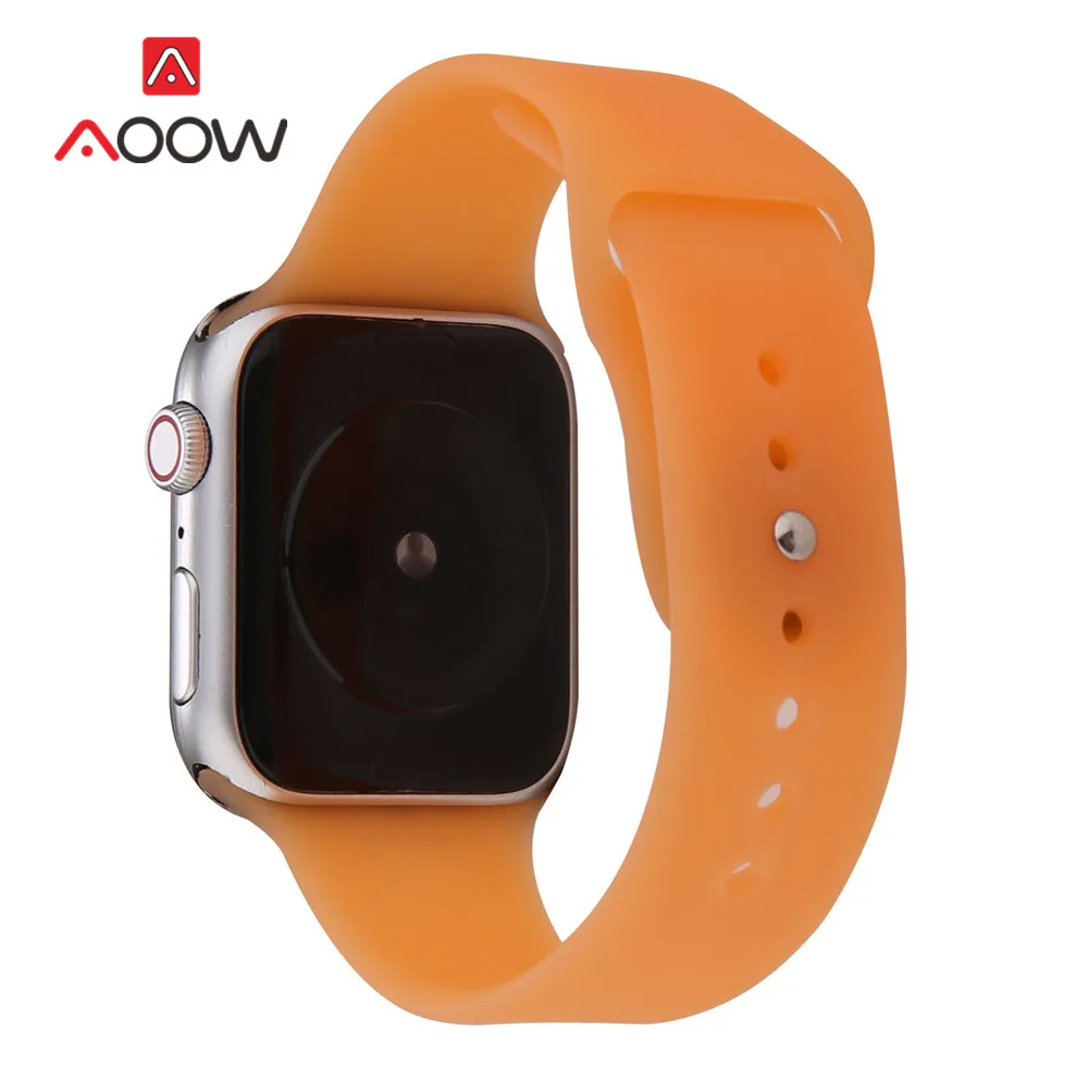 Карамельный цвет силиконовый ремешок для часов Apple Watch 4 5 38 мм 42 мм 40 мм 44 мм Мужской Женский спортивный браслет ремешок для iWatch 1 2 3