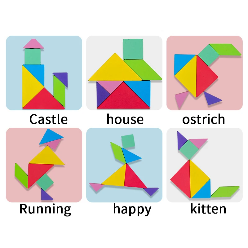 Деревянные красочные Tangram головоломки с магнитной магической книгой Монтессори когнитивные раннего обучения Развивающие игрушки подарки для детей