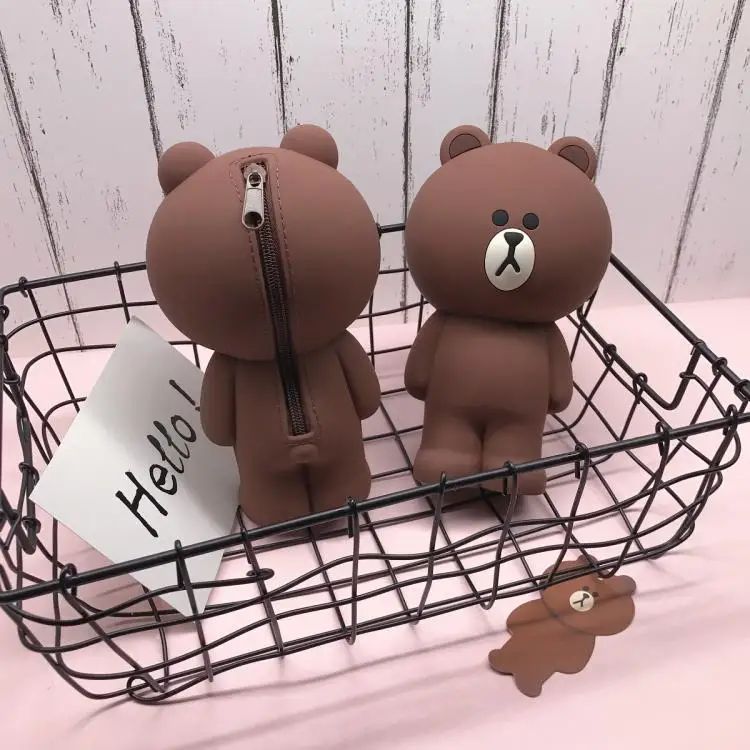 Корейский чехол-карандаш с милым медведем и кроликом из мультфильма, силиконовый 3D гелевый косметический держатель, коробка для хранения, школьные принадлежности, канцелярские принадлежности, подарки