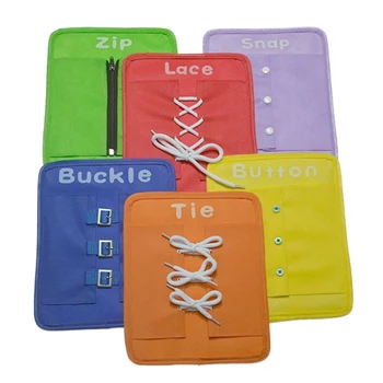 

6PCS Toys Baby Early Education Toys Learning Wearing Clothes Zipping Buckle Baby Learning Board