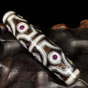 

New Tibet Agate Beads 12 eyes DZI 925 silver tourmaline gemstone inlay Green Big DZI amulet men&women jewelry DIY Free Shipping