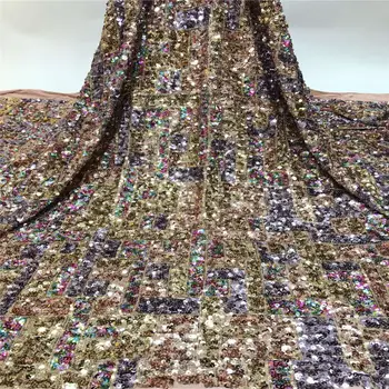 

African advanced Sequins Tulle Lace Fabric 2020 Latest French Lace Fabric High Quality Guipure Nigerian Embroidery Lace Gold