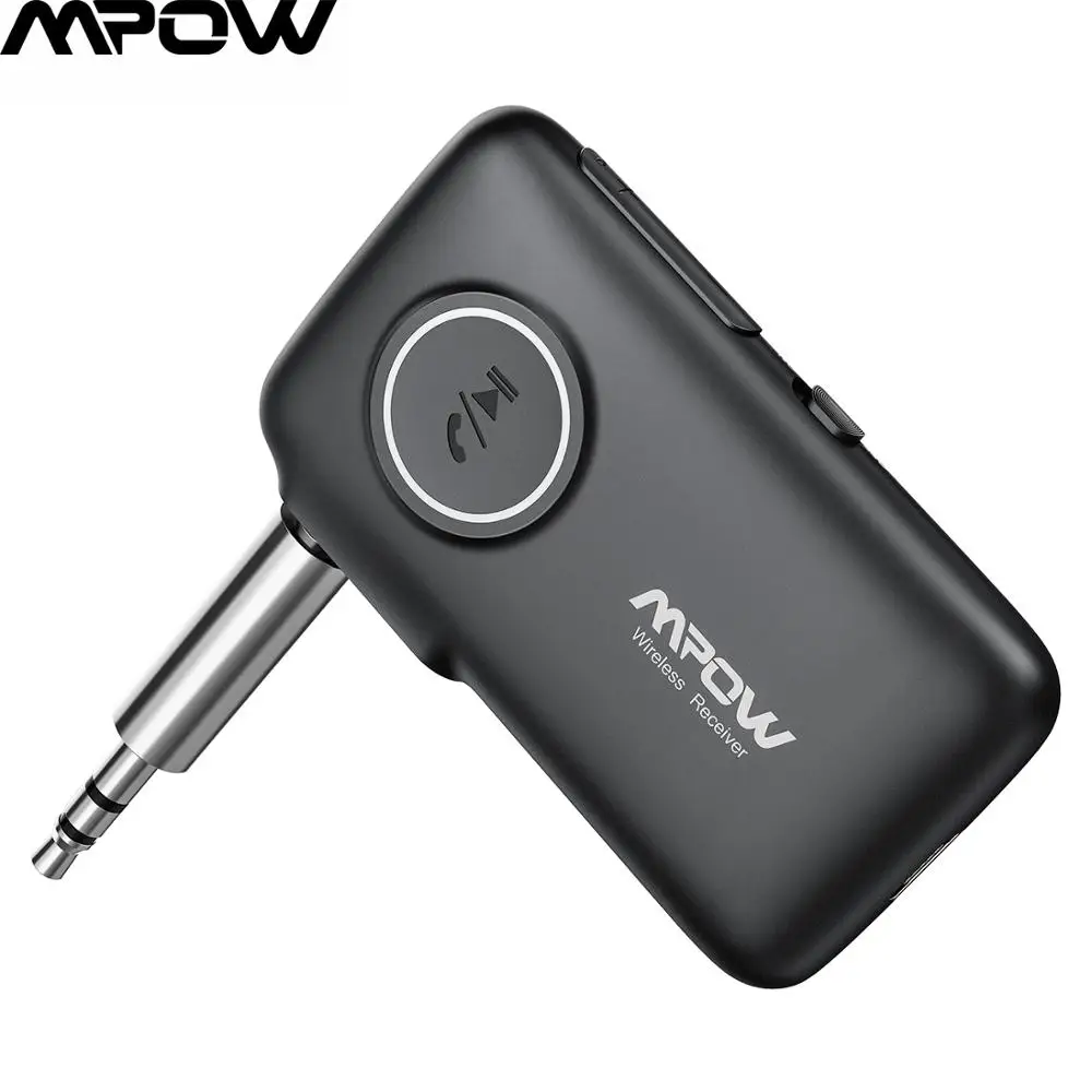 Mpow Bluetooth Receiver Aux Adapter w/ 2 Mics 15 Hours Hands-Free Talking 