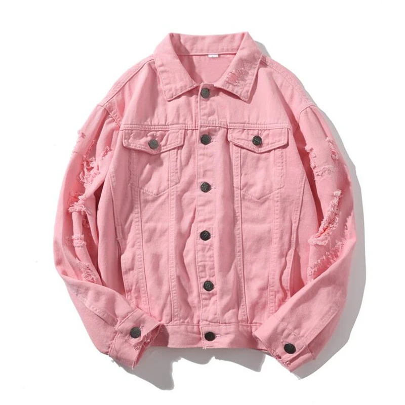 

2020 New Ripped Denim Jacket Men Solid Color High Street Men's Jeans Jacket New Fashion Jackets for Men M-----5XL