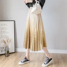 Юбка с градиентом Женская велюровая юбка Повседневная бархатная длинная Плиссированная юбка миди осенне-зимняя юбка 3432LY