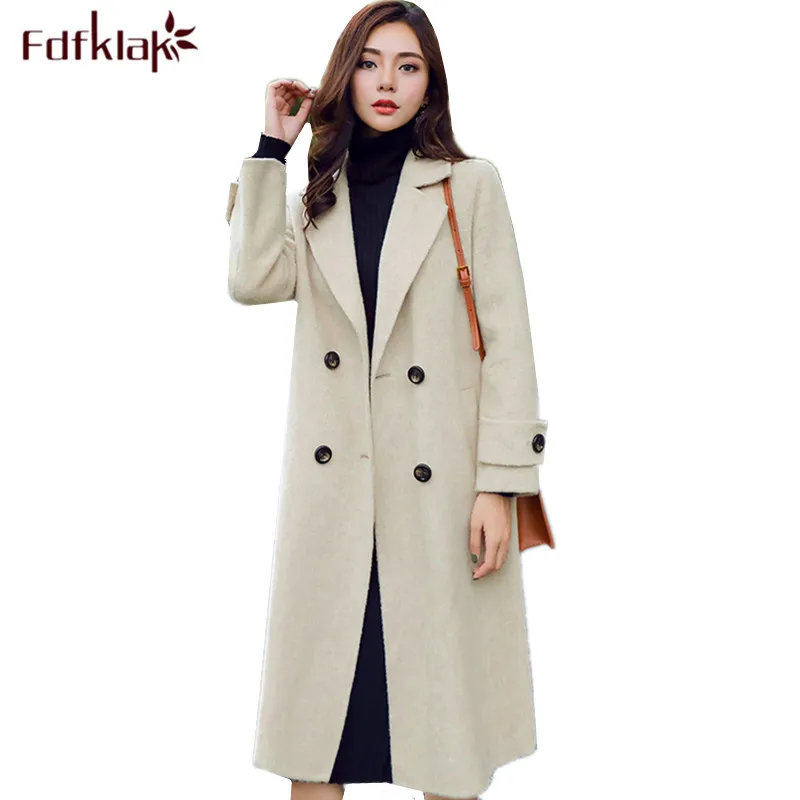 Fdfklak Новинка abrigos mujer invierno модное Брендовое пальто женское осенне-зимнее кашемировое шерстяное пальто женское пальто casaco feminino