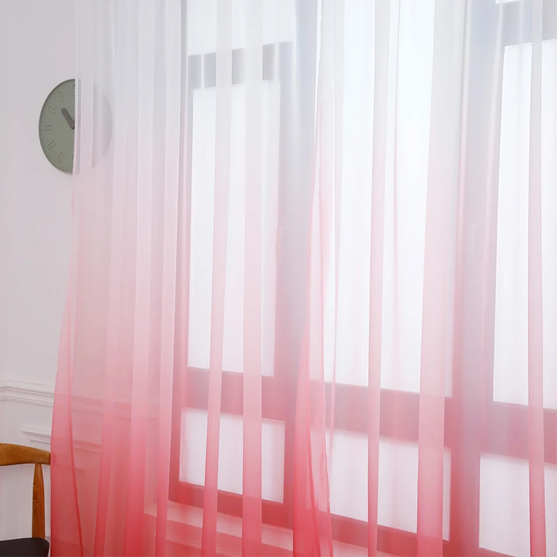 Modern Blue Gradient Sheer Curtains For Living Room Bedroom Tulle Decorative Kitchen Hotel Window Panels