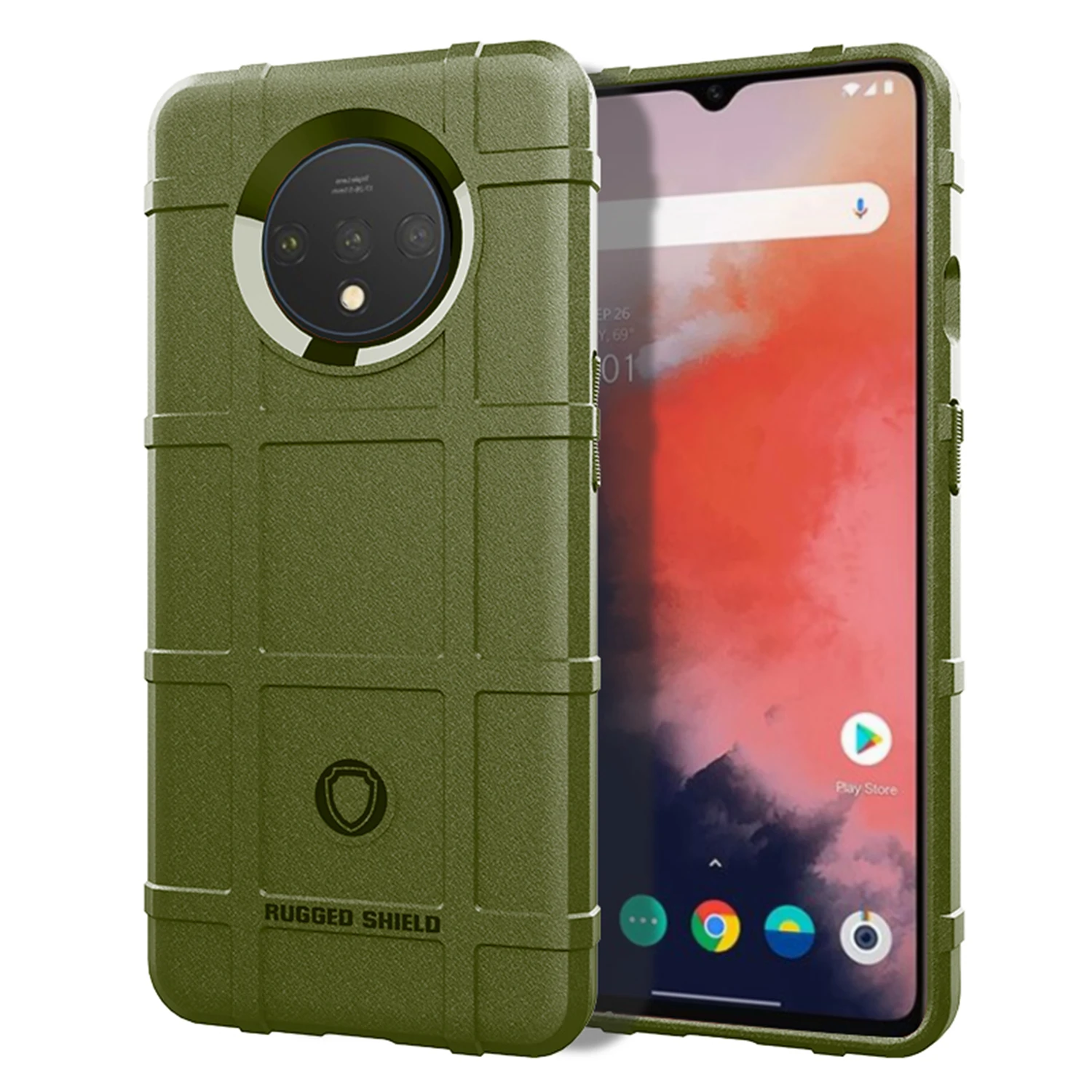 Armor Shock Absorption Shockproof Case For Oneplus One Plus 1+ 7T Anti Scratch Carbon Fiber Design Phone Case For Oneplus7T Case - Цвет: Армейский зеленый