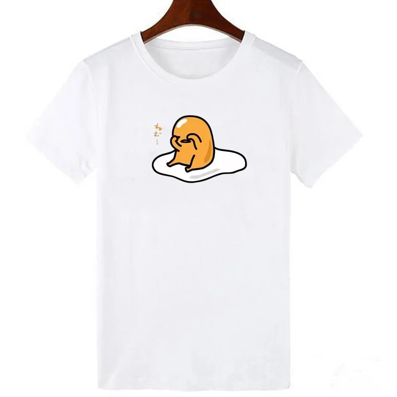 Японский Harajuku милый Gudetama Lazy Egg Yolk забавная футболка для мужчин хлопок Kawaii мультфильм печать футболка Новинка Женская футболка Топы - Цвет: B34C