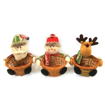 

Merry Christmas Candy Wicker Basket Christmas Decorations Elk Snowman Santa Claus Fruit Basket Food Holder Home Decor