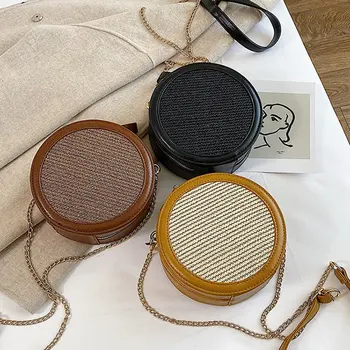 

2020 New Arrival Retro Straw Woven Round Bag Women's Handbag Coin Purse Fashion Casual Zip Crossbody Bag Shoulder Bag