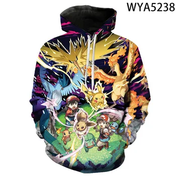 

New Fashion Hoodies Pokemon Comic Cartoon Men Women Children 3D Printed Sweatshirts Pullover Boy Girl Streetwear Pullover Tops