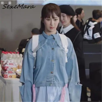 

Loose Regual Fashion Denim Jacket Plus Size 2019 Casual Blue Spring Print Denim Jacket Women