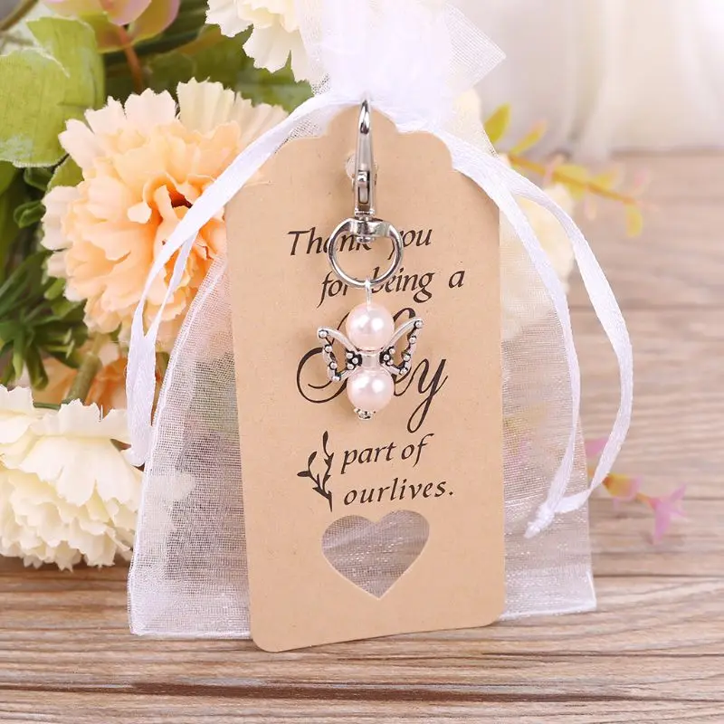 

20pcs Cute Faux Pearls Wings Key Chain Keyring Women Girls Purse Car Charm Bags