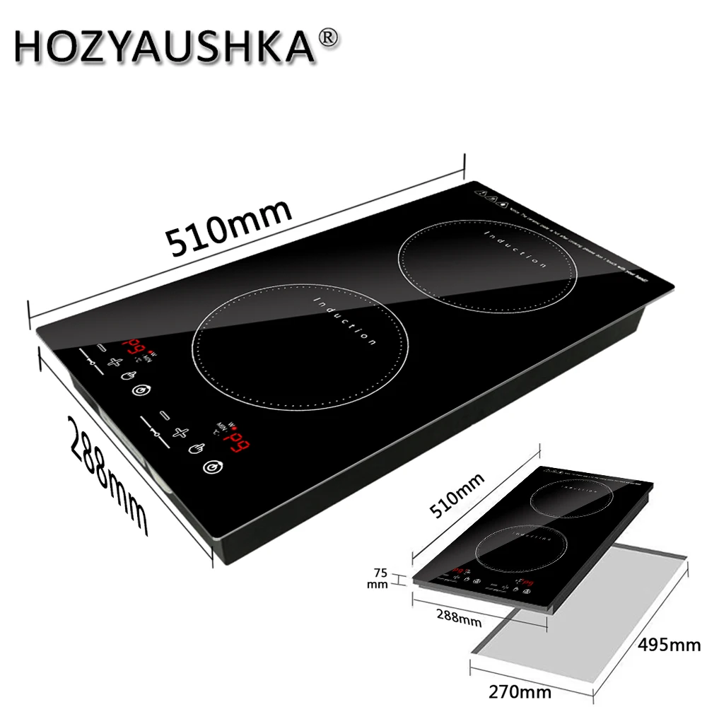 HOZYAUSHKA Double-head Induction Cooker 1200W+1800W High Power Induction Cooker Model DX8