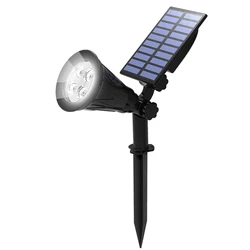 Enhanced Solar Powered LED Spotlight - Adjustable Outdoor IP65 Waterproof Landscape Light (White)