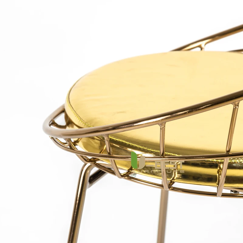 Modern Design Luxury Gold Color Stainless Steel Bertoia Wire Bar Stool Chairs For Hotel Club  (4)