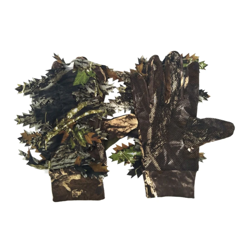 

Outdoor Hunting 3D Maple Leaves Bionic Camouflage Gloves Full Finger Skid Proof Fishing Gloves