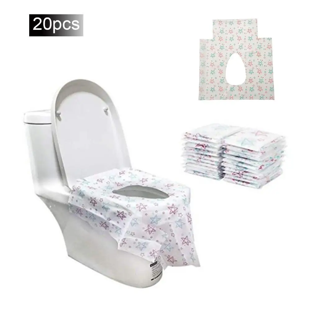 

20PCS Disposable Toilet Seat Cover Waterproof Non-slip Non-woven Printing Travel Pregnant Women Toilet Seat Mat