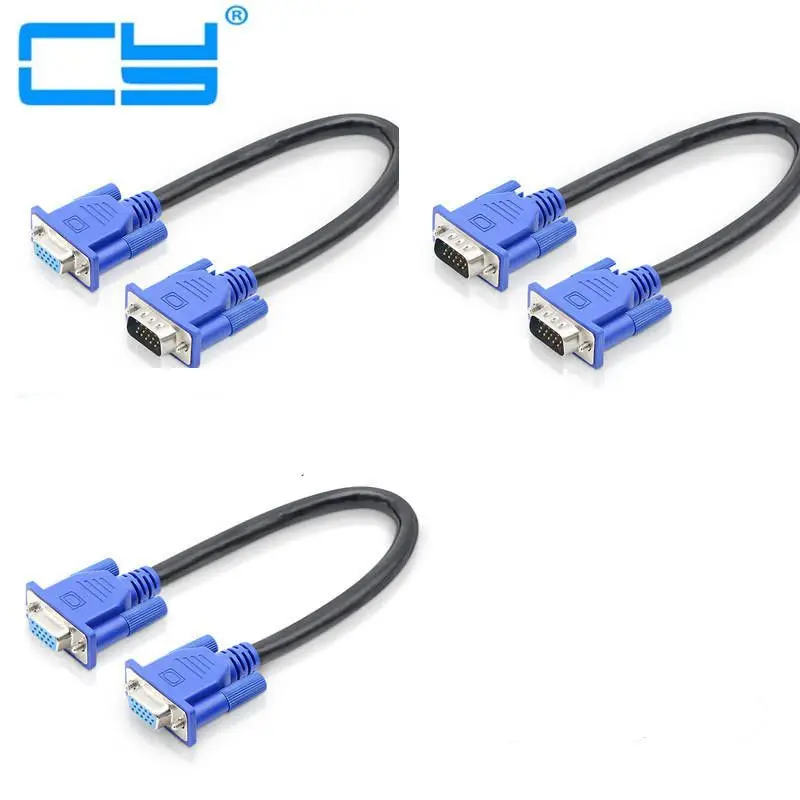 30 см 50 HD15Pin VGA D-Sub короткий видеокабель штекер-штекер M/M штекер-гнездо и