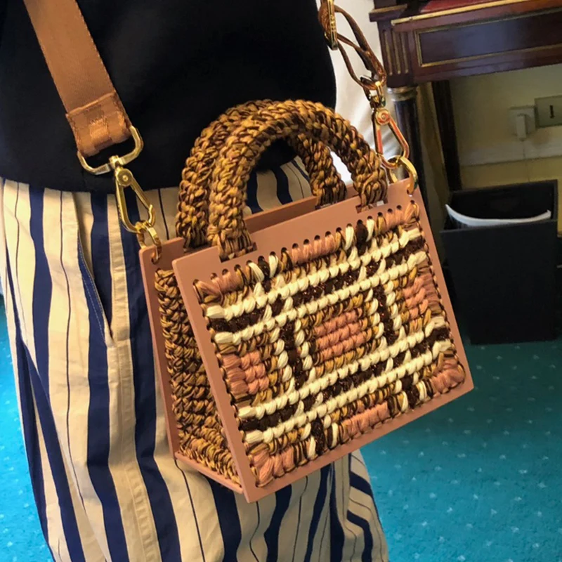 

Women Single Shoulder Bag All-match Large Capacity Composite Bag 2019 Autumn Winter Brand Designer Knitting Wool Bags