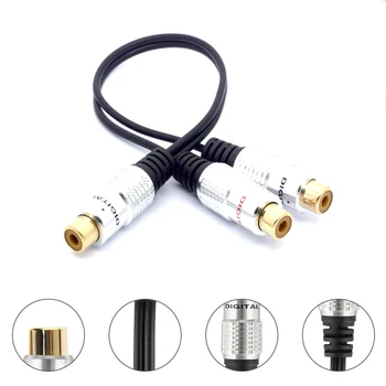 

25cm 2 RCA Female To RCA Female Y Distributor Audio Cable Adapter Cable