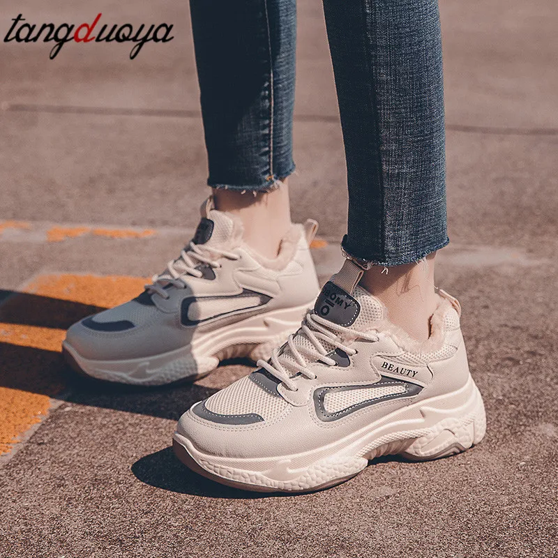Sneakers Women Winter Running Shoes for Women Cotton Plush Mixed Colors Sport Shoes Woman Winter Shoes Women