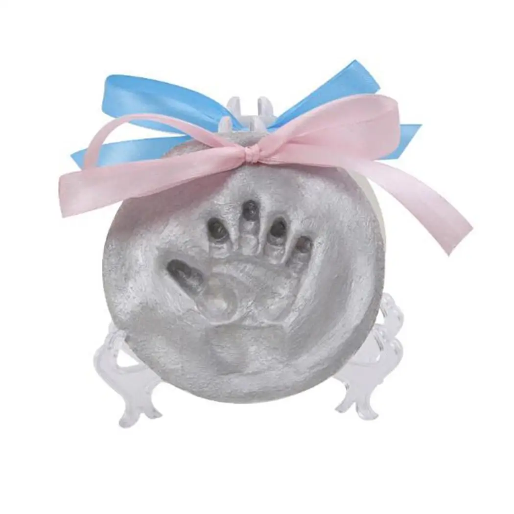 silver round shape Ребенок Handprint глина отпечаток Imprimt литье для ребенка инструмент день рождения DIY мягкая глина Декор - Цвет: silver round shape