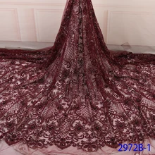 Красные цвета бисерное кружево для Нигерии Свадебная одежда Кружева Французский тюль сетка кружевные ткани тяжелые бусы ручной работы кружевная ткань QF2972B