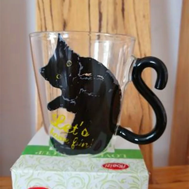 Jing yi 8,5 унций Милая креативная кружка для кофе с изображением кота, молока, воды, стеклянная кружка, чашка для чая, чашка с рисунком котенка для дома и офиса, чашка для фруктового сока - Цвет: E