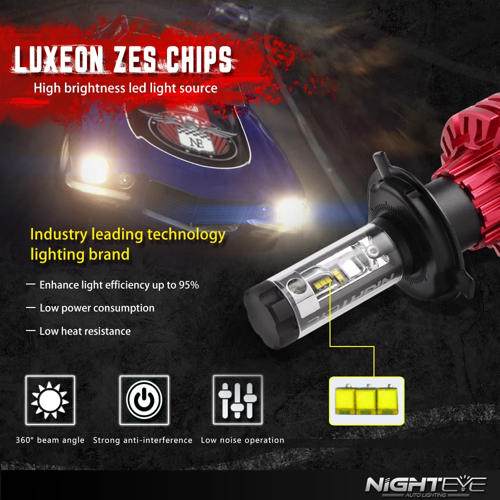 NIGHTEYE H7 светодиодный светильник для автомобиля H4 H11 H1 H3 9006 HB4 9005 HB3 Hi Lo луч 10000lm 6500K