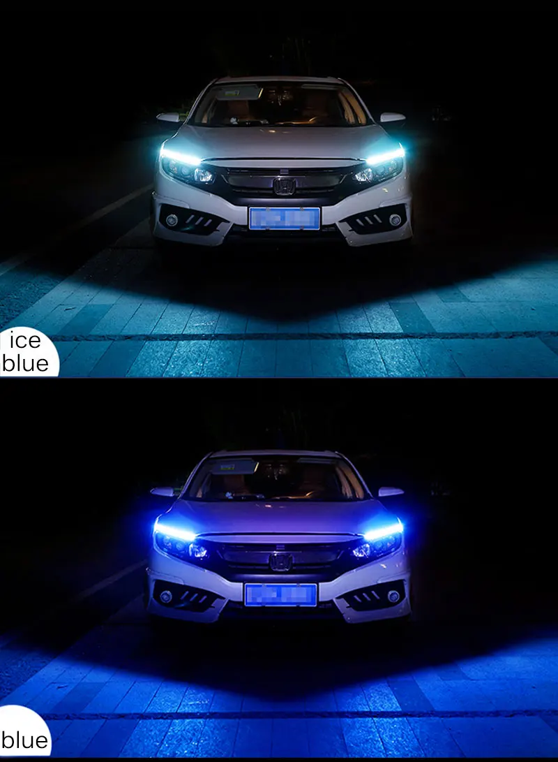 2019 new with steering two-color light guide tear lamp modified daytime driving lamp headlight silicone decorative strip 45 / 60