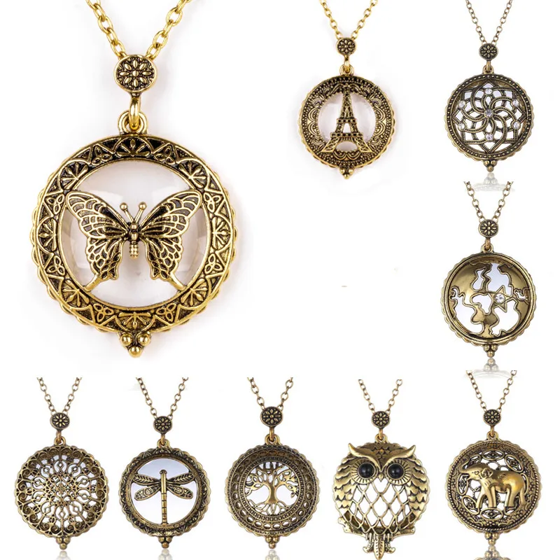 Shellhard художественное увеличительное стекло кабошон ожерелье винтажное Ретро