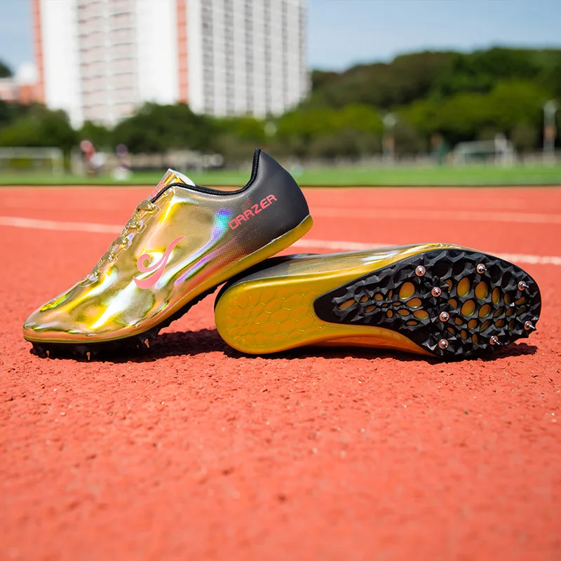 

Couples Track and Field Shoes Golden Spikes Shoes Athletics Men Spring Lightweight Male Running Nails Sneakers Race shoes
