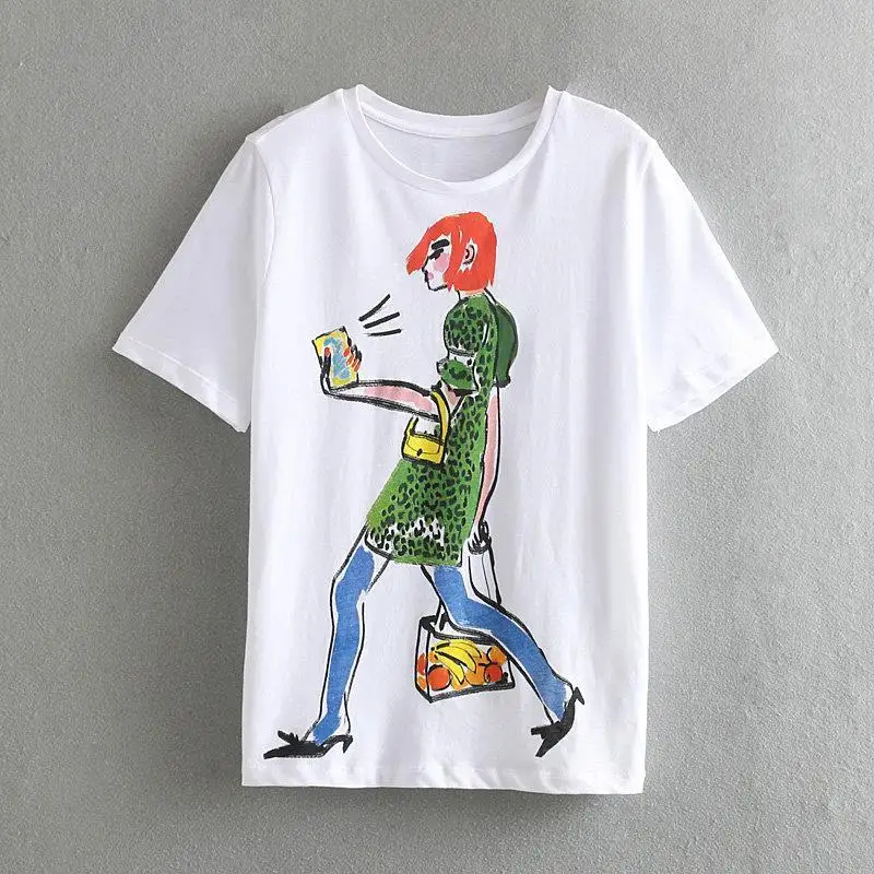 

2020 women's short-sleeved printed zaraing vadiming sheiner women's T-shirt