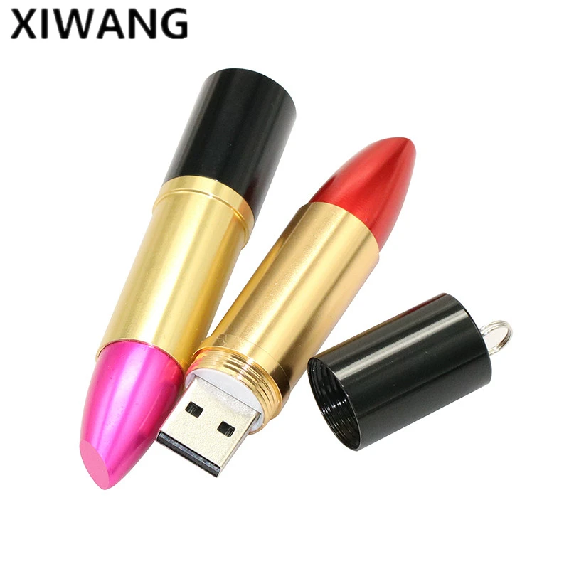 Флеш-карта памяти 64 ГБ USB 2,0 8 ГБ Usb флэш-накопитель 128 ГБ 32 ГБ флеш-накопитель 128 ГБ металлическая губная помада высокоскоростной подарок для девочки Флешка 16 Гб