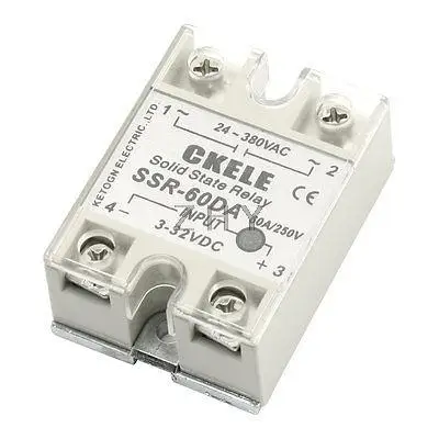 

DC 3-32V to AC 24-380V Single Phase Solid State Relay SSR-60DA Model