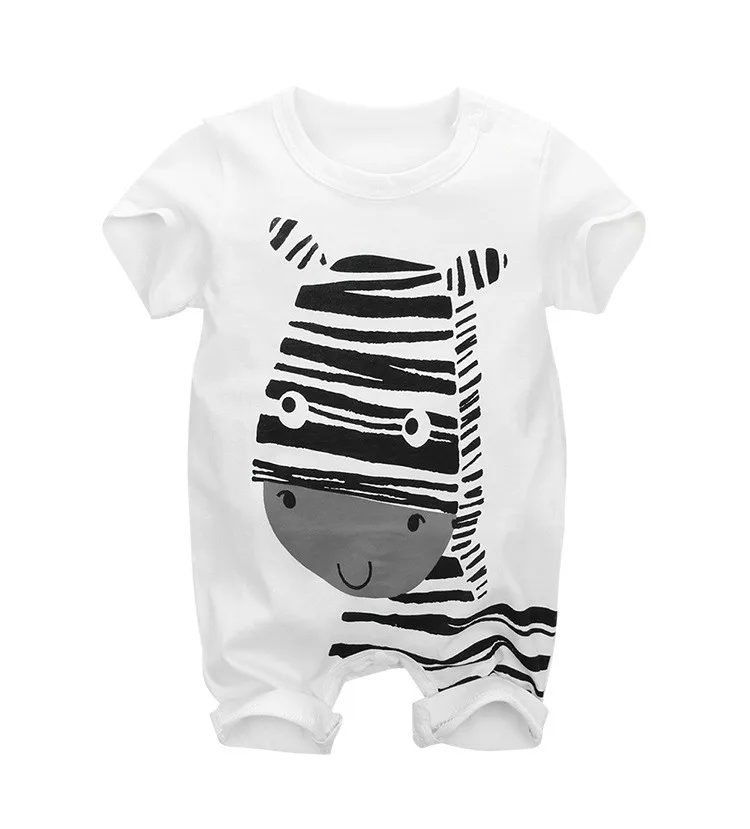 Newborn Baby Clothes Summer Baby Boys & Girls Romper Short Sleeve Home Wear Cotton O-neck Cartoon Pajamas Infant Costume