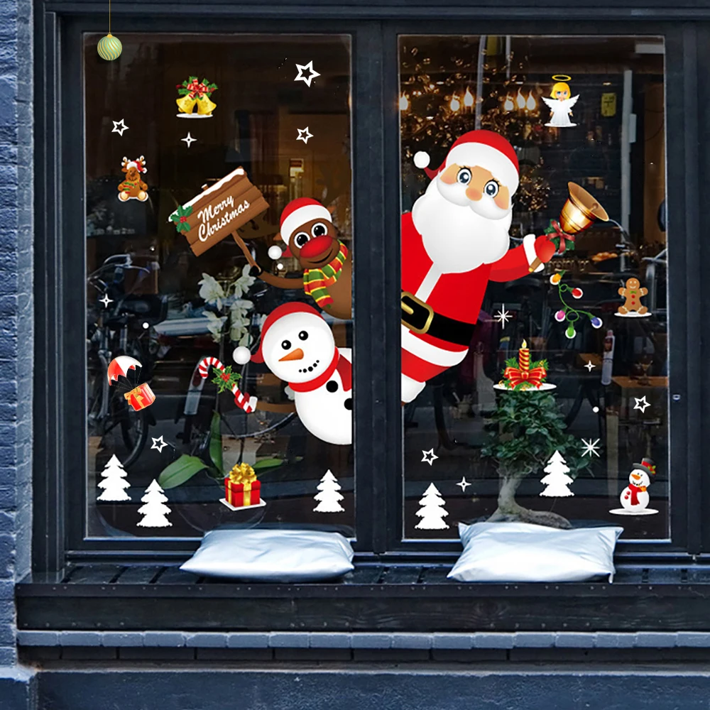 Белая Рождественская стеклянная ваза оконный клей для наклеек электростатические наклейки украшение оконного стекла наклейки изображение