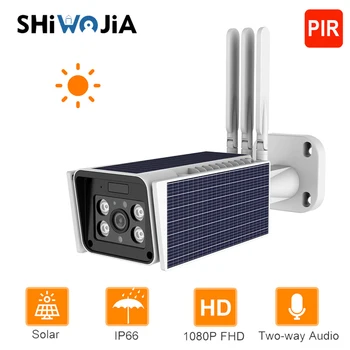 

SHIWOJIA HD1080P 4G SIM Card Solar Battery IP Camera Wifi Video Surveillance Security Audio PIR Outdoor Wireless Smart Security