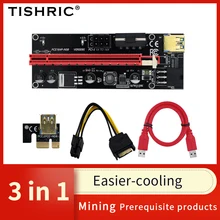 TISHRIC بطاقة فيديو جديدة 2021 VER009s PCI PCIE Riser ، كابل USB 3.0 ، SATA إلى محول موسع 6pin لجهاز تعدين BTC