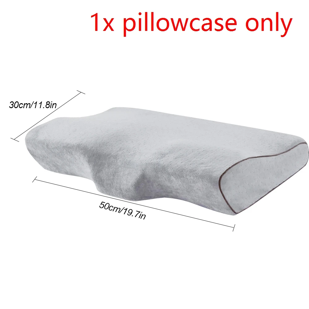 grey pillowcase Urijk подушка для кровати в форме бабочки, массажная подушка с эффектом памяти, Ортопедическая подушка для сна, облегчение боли в шее, шейка - Цвет: grey pillowcase