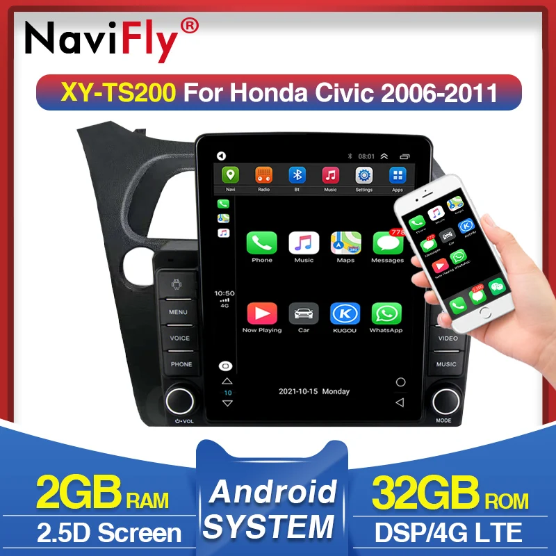 Автомагнитола для Honda Civic Hatchback 2006-2011 Android мультимедийный видеоплеер навигация GPS
