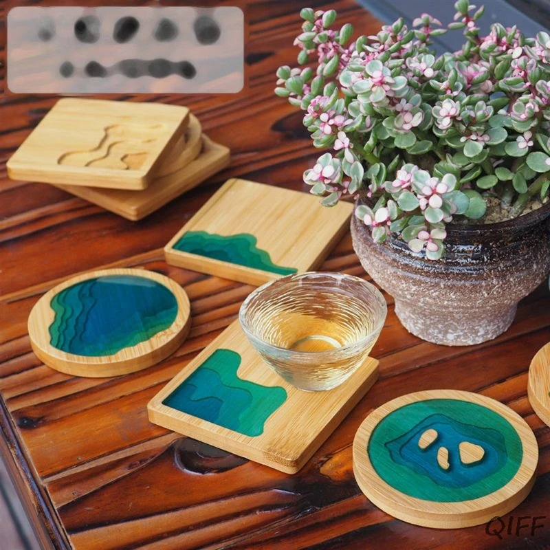 Handmade Natural Wood Coaster Round Square Teacup Mat Wooden Coasters for Drinks