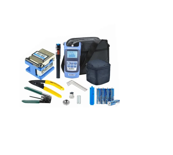 

13 in 1 Fiber Optic FTTH Tool Kit with Fiber Cleaver and 2 in 1 Optical Power 5km visual fault locator