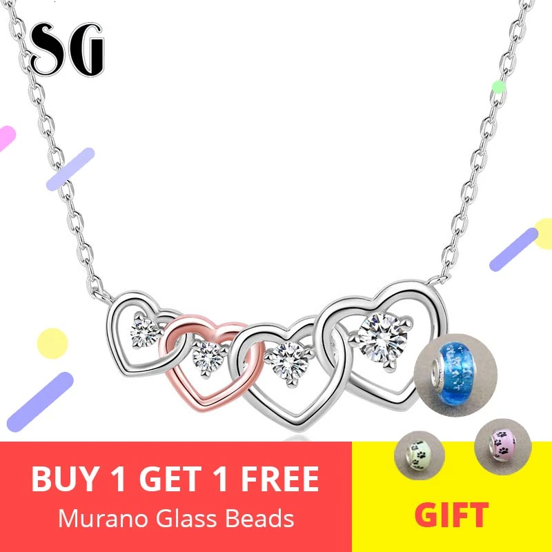 

New listing 925 Sterling Silver Connected Heart Couple Heart Pendant Necklace for Girlfriend Silver Jewelry Valentine Day Gift