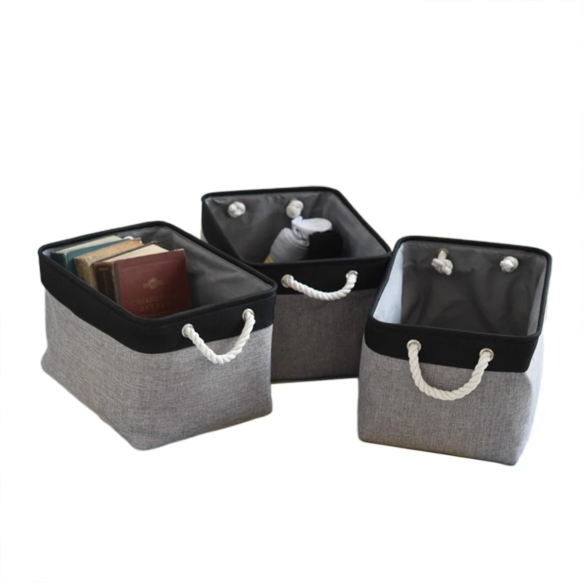 

Faroot Linen Storage Basket Foldable With Cotton Rope Handle Nordic Fabric Household Products Storage Box