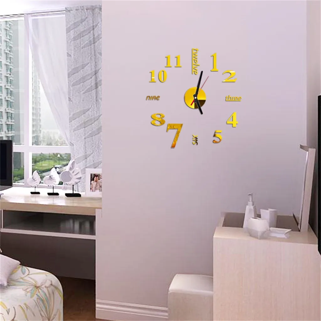 3d Diy Roman Numbers Acrylic Mirror Wall Sticker Clock Home Decor Mural Decals Removable Art Decal Sticker Home Decor Livingroom
