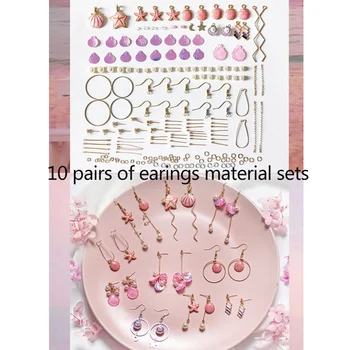

Sauvoo 10pairs Women Pink Seashell Hook Earrings Material To Make Package Sets Earrings Supplies Kits For DIY Jewelry Making